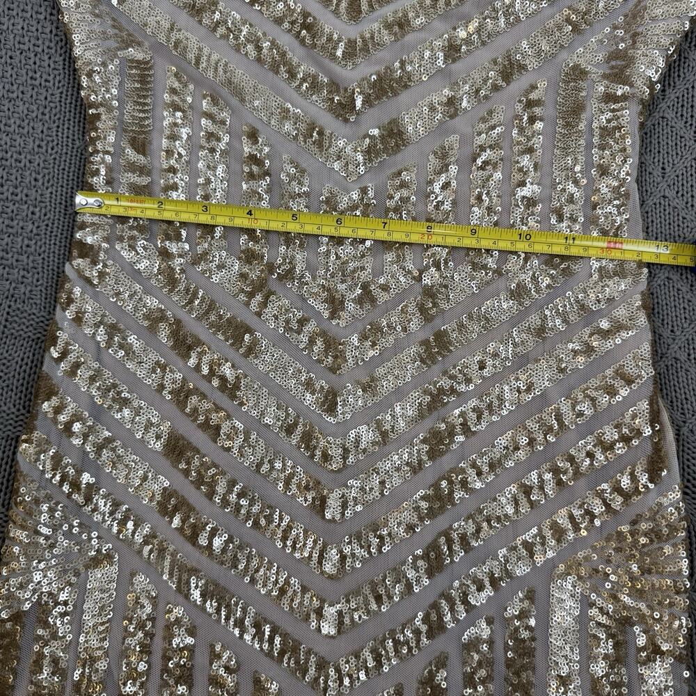 Dress the Population Lola gold sequin long sleeve bodycon mini dress M Fits S - Picture 9 of 14